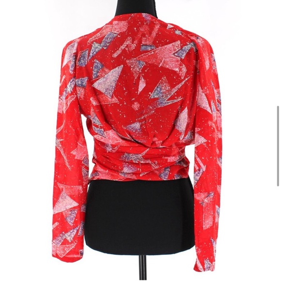 IRO Silk Red Geometrical Washable Silk Blouse - Picture 6 of 6
